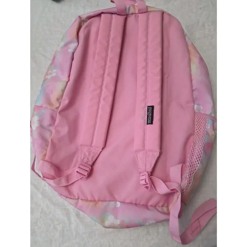 Jansport The Big Student Backpack Pink Floral School Book Bag 6 Zippered Compart